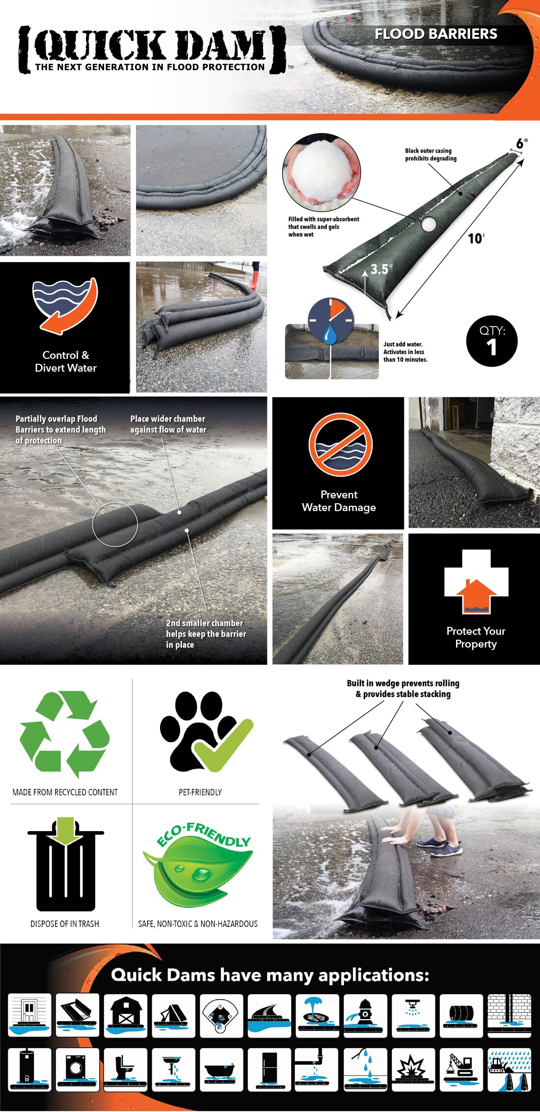 thumbnail image 2 of Reviews For Quick Dam Water Activated 5 Ft. Flood Barrier (16-Pack) | Pg 2 - The Home Depot 2 of 13